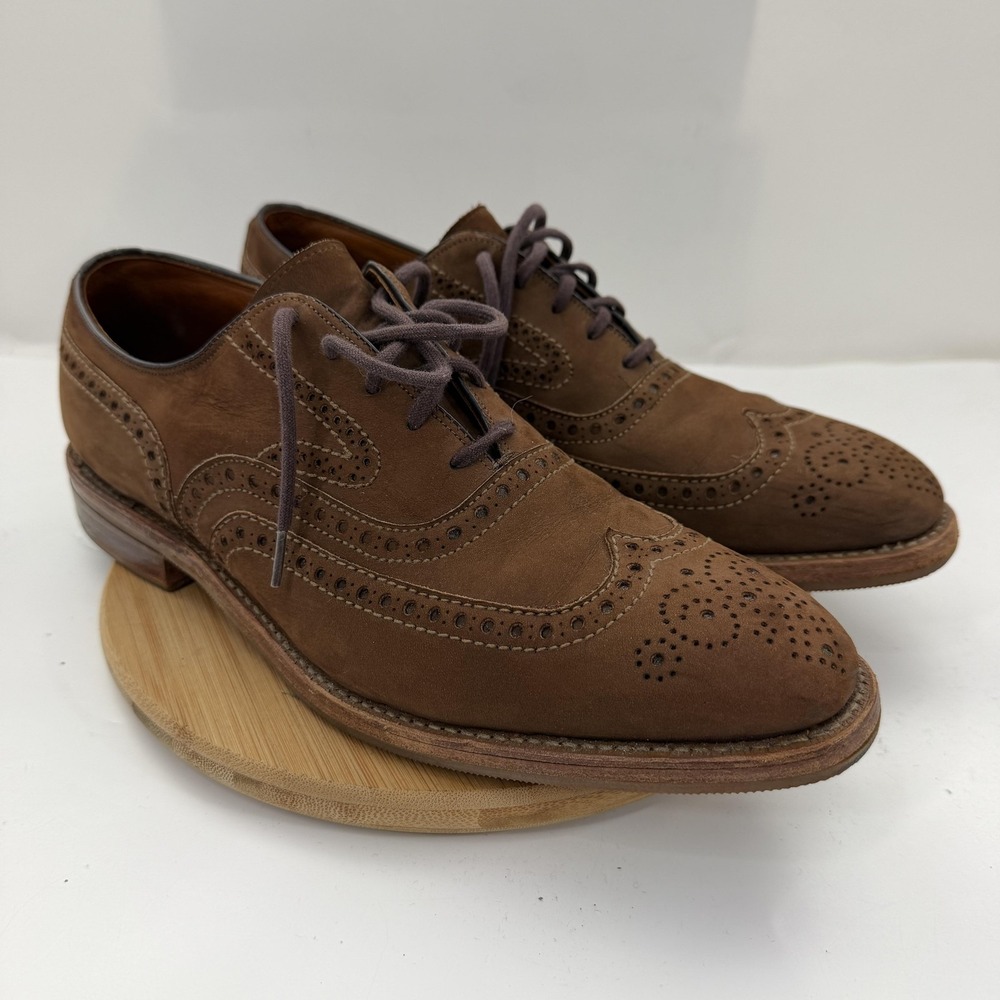 Johnston & Murphy Aristocraft Shoes Mens 10.5 Brown Suede Wingtip Dress Brogue